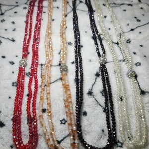 Elegant Multi-Color Beaded Necklaces And Bracelet